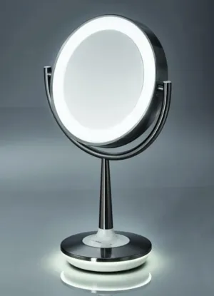 Brookstone Cordless Illuminated Makeup Mirror Silver