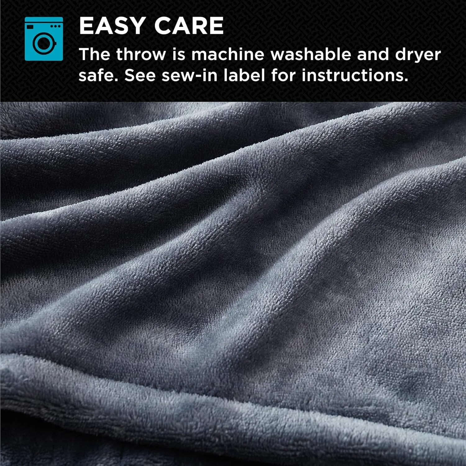Brookstone Electric Heated Plush Blanket w/ 10 Heat Settings - Adjustable Timer, 12-Hour Auto Shut Off - Machine Washable & Dryer Safe - Polyester Velvet Blanket, Full Size 77in x 84in - Gray