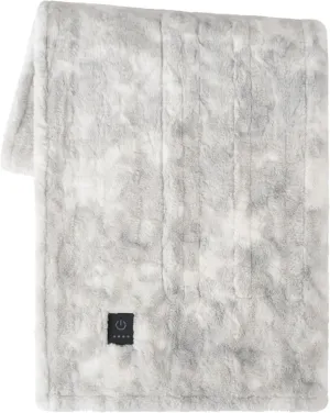 Brookstone Heated Throw Blanket - Heat Blankets Electric - Faux Fur Heated Throw Blanket- 4 Heat Settings, 4-Hour Auto Shut Off, 100% Polyester, 50"x60" - Ivory Marble