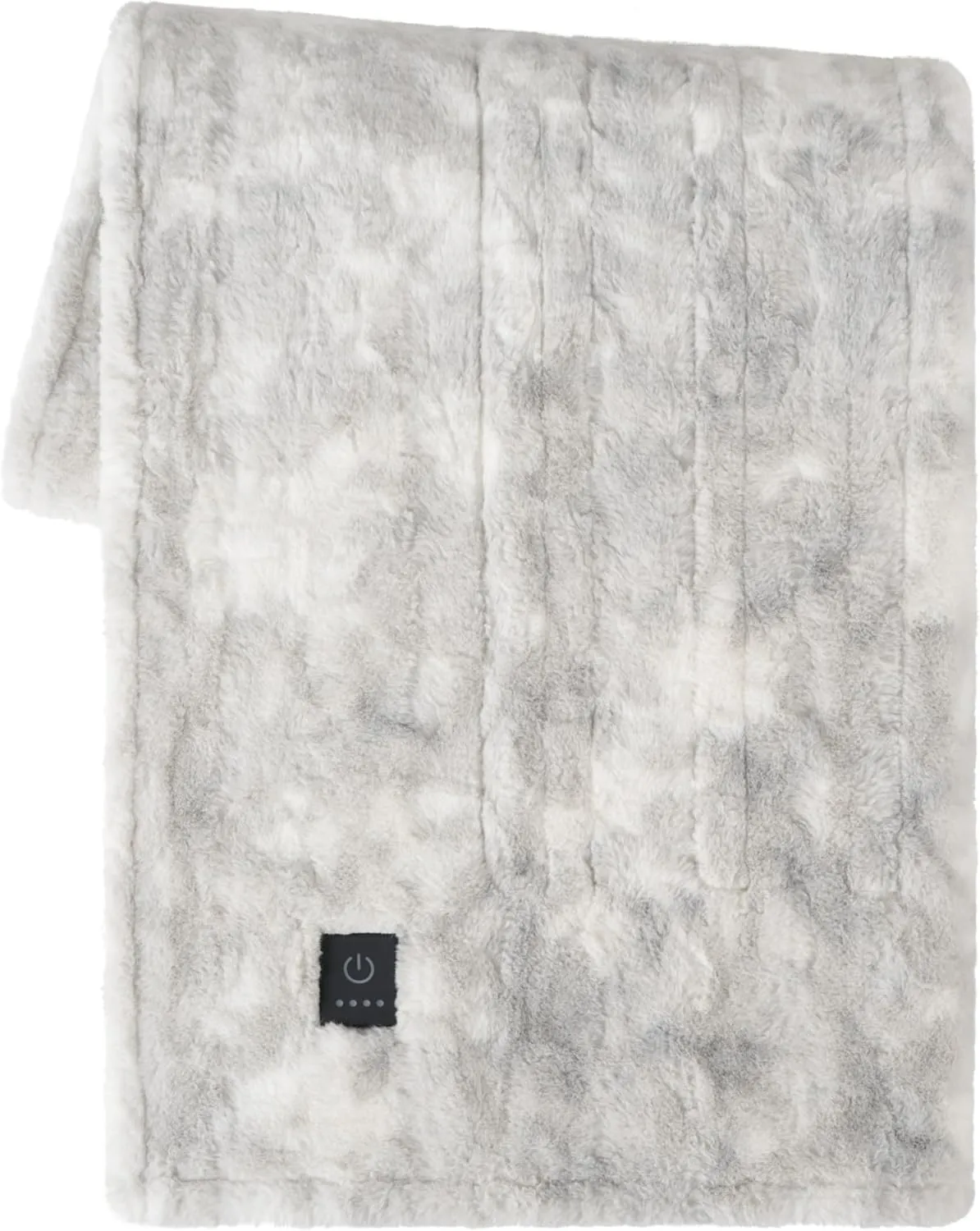 Brookstone Heated Throw Blanket - Heat Blankets Electric - Faux Fur Heated Throw Blanket- 4 Heat Settings, 4-Hour Auto Shut Off, 100% Polyester, 50"x60" - Ivory Marble