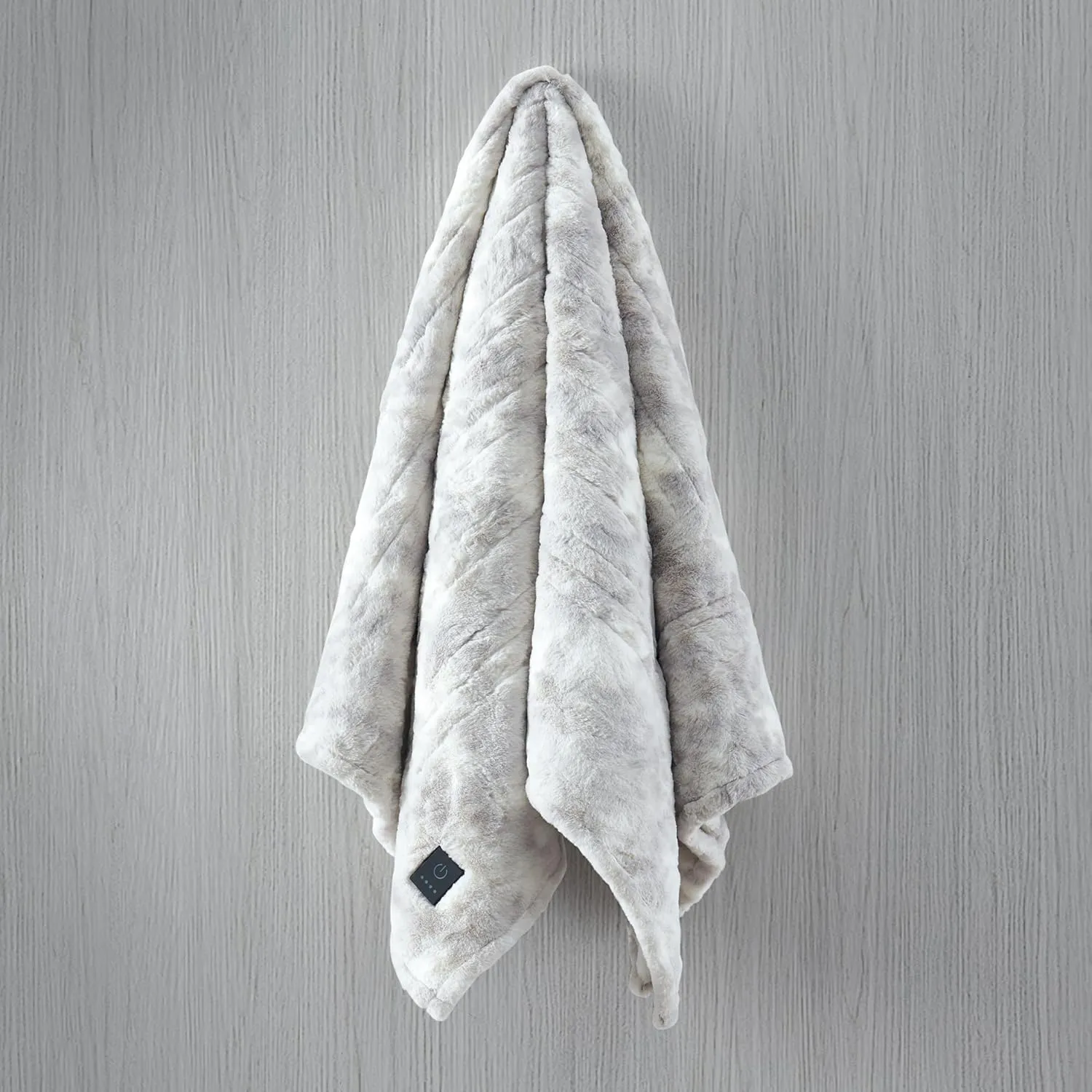 Brookstone Heated Throw Blanket - Heat Blankets Electric - Faux Fur Heated Throw Blanket- 4 Heat Settings, 4-Hour Auto Shut Off, 100% Polyester, 50"x60" - Ivory Marble