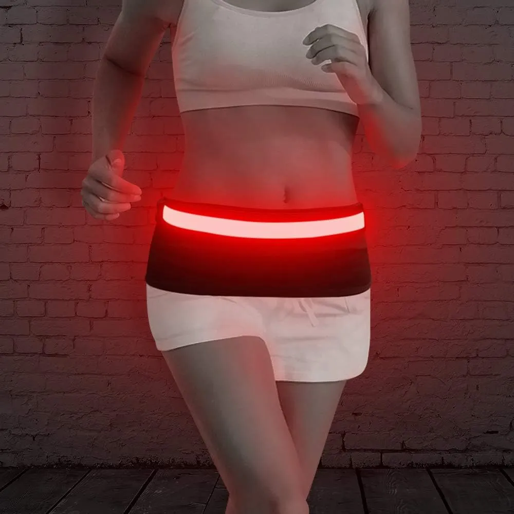 BSEEN LED Running Waist Belt - USB Rechargeable Reflective Glowing LED Waistband, Flashing Safety Light Belt for Runners, Joggers, Walkers, Pet Owners, Cyclists