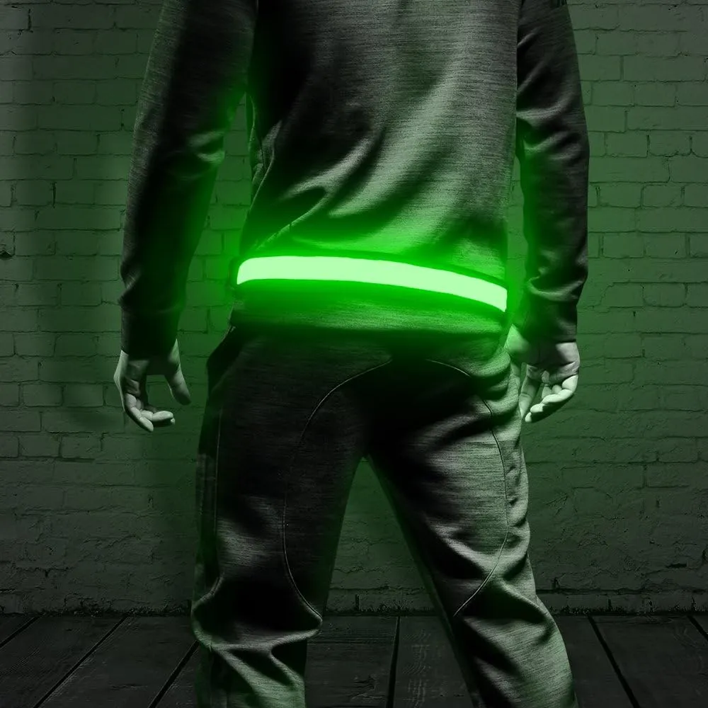 BSEEN LED Running Waist Belt - USB Rechargeable Reflective Glowing LED Waistband, Flashing Safety Light Belt for Runners, Joggers, Walkers, Pet Owners, Cyclists
