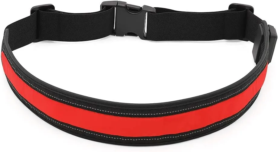 BSEEN LED Running Waist Belt - USB Rechargeable Reflective Glowing LED Waistband, Flashing Safety Light Belt for Runners, Joggers, Walkers, Pet Owners, Cyclists
