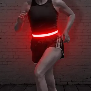 BSEEN LED Running Waist Belt - USB Rechargeable Reflective Glowing LED Waistband, Flashing Safety Light Belt for Runners, Joggers, Walkers, Pet Owners, Cyclists