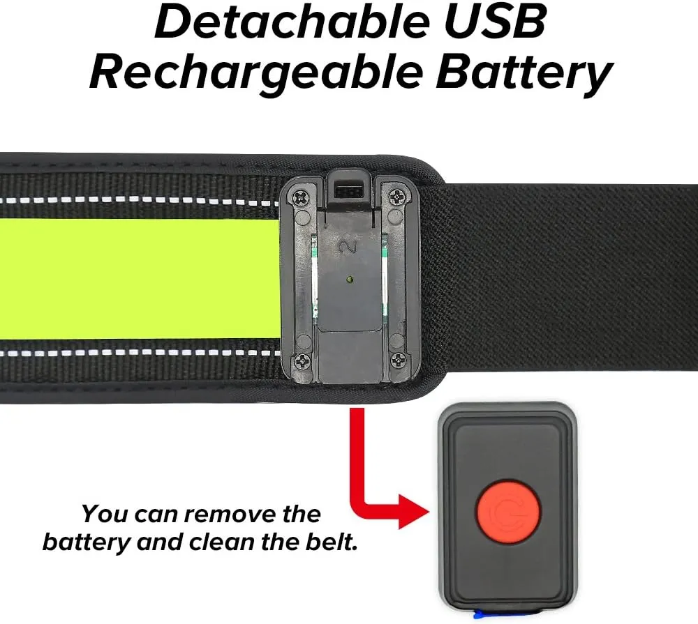 BSEEN LED Running Waist Belt - USB Rechargeable Reflective Glowing LED Waistband, Flashing Safety Light Belt for Runners, Joggers, Walkers, Pet Owners, Cyclists
