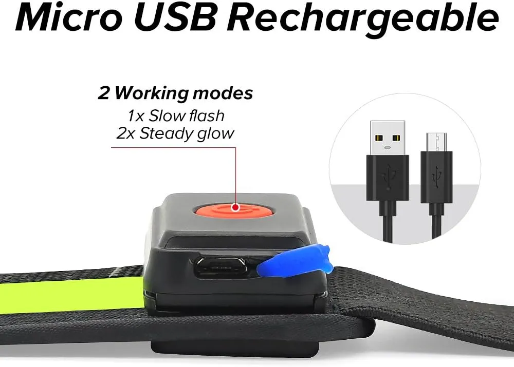 BSEEN LED Running Waist Belt - USB Rechargeable Reflective Glowing LED Waistband, Flashing Safety Light Belt for Runners, Joggers, Walkers, Pet Owners, Cyclists