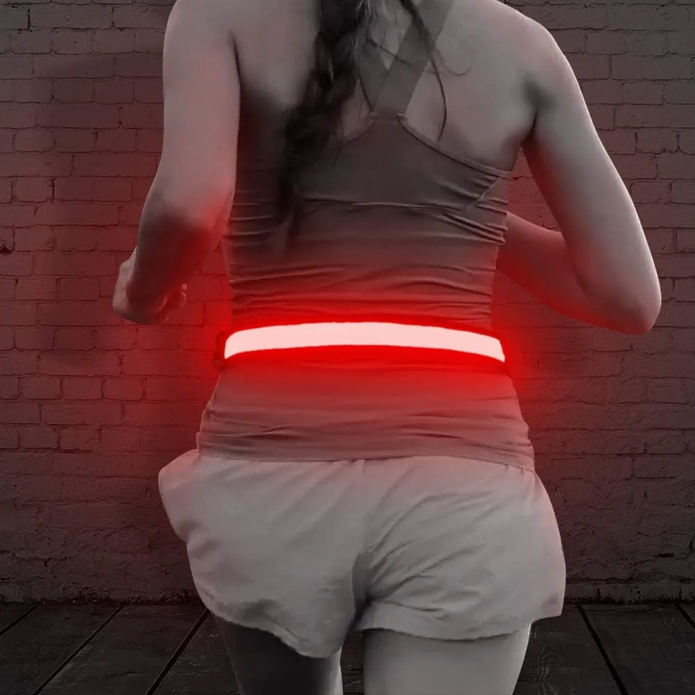BSEEN LED Running Waist Belt - USB Rechargeable Reflective Glowing LED Waistband, Flashing Safety Light Belt for Runners, Joggers, Walkers, Pet Owners, Cyclists