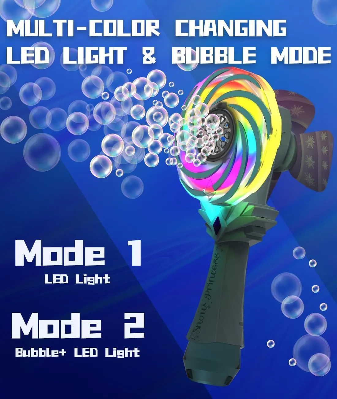 Bubble Wand - Rechargeable Bubble Machine for Kids with Color-Changing Lights & Windmill Lollipop Design - Gifts Toys Ages 3  for Boys Girls Easter Outdoor Birthday Party Use