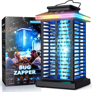 Bug Zapper Outdoor, 2025 Upgraded Mosquito Zapper 2 in 1 Rechargeable Bug Zapper Outdoor with 5000mAh Battery & LED Night Light, 4000V Electric Fly Zapper for Outside Patio, Backyard, Garden Black-01