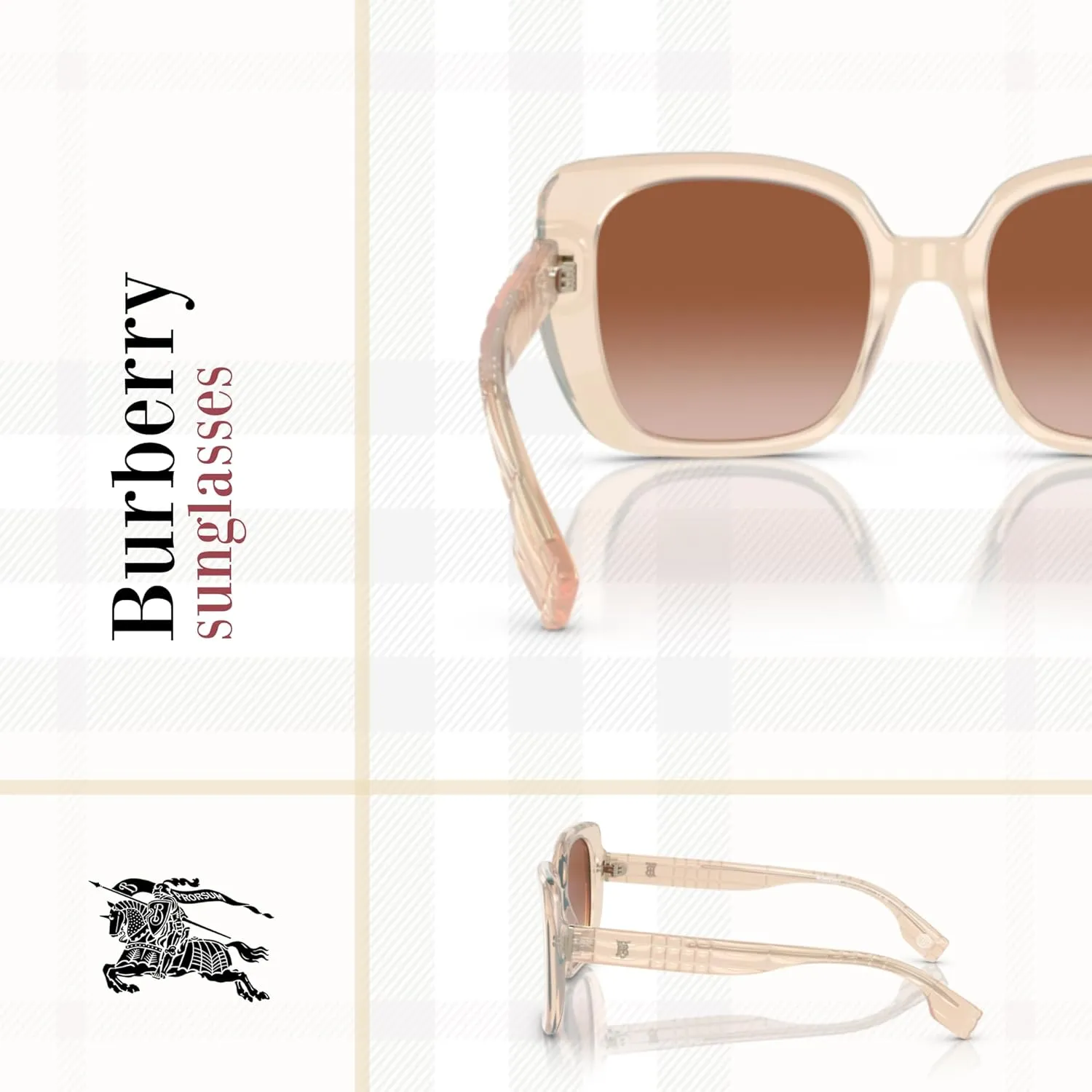BURBERRY Helena BE4371 Square Sunglasses for Women   BUNDLE With Designer iWear Complimentary Eyewear Kit