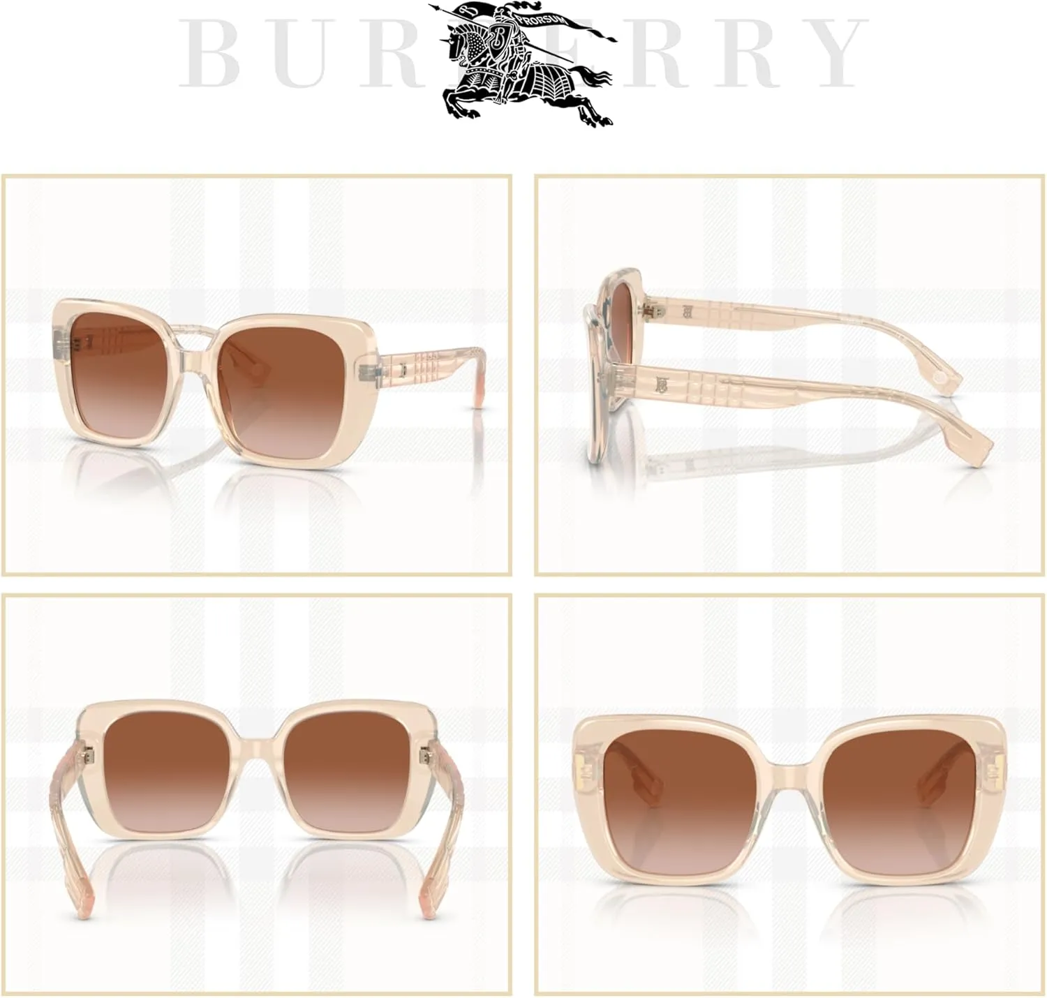 BURBERRY Helena BE4371 Square Sunglasses for Women   BUNDLE With Designer iWear Complimentary Eyewear Kit