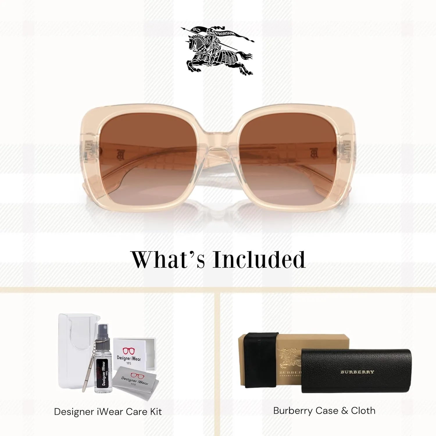 BURBERRY Helena BE4371 Square Sunglasses for Women   BUNDLE With Designer iWear Complimentary Eyewear Kit