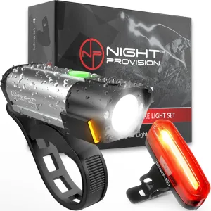 BX-300 Rechargeable Bike Light Set - Powerful Front and Back Lights, Bicycle Accessories for Night Riding, Cycling Safety Best Headlight with USB Tail Rear for Adults Kids Men Women Road Mountain