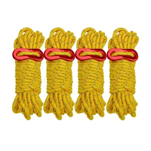 Camp Leader 4 Pcs Reflective Rope 4MM - YELLOW