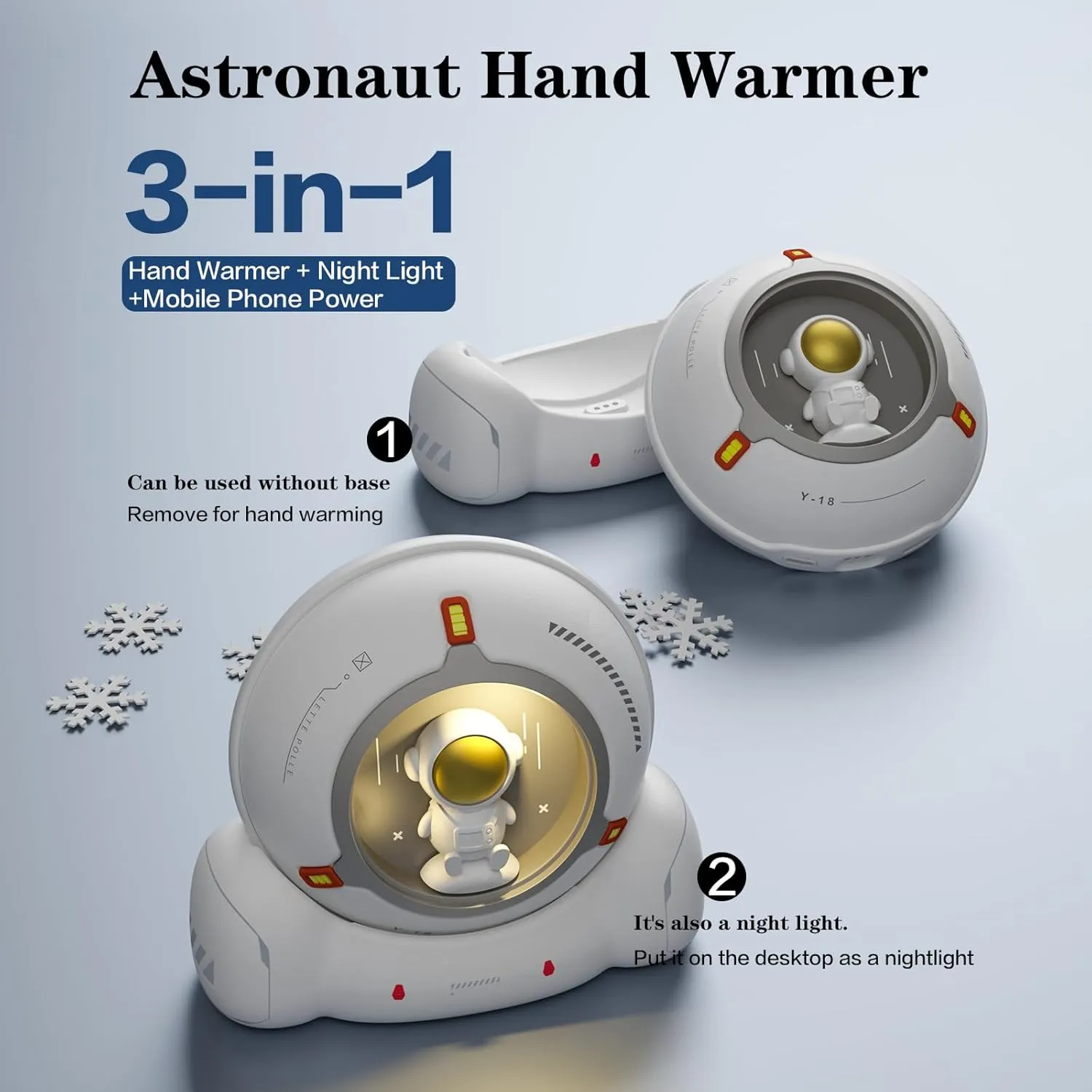 Capsule Rechargeable Hand Warmers with Base Night Light Function, Portable Pocket Heater, Reusable, Winter Hand Warmers Gift for Men, Women and Kids, Suitable for Outdoor Camping and Hunting