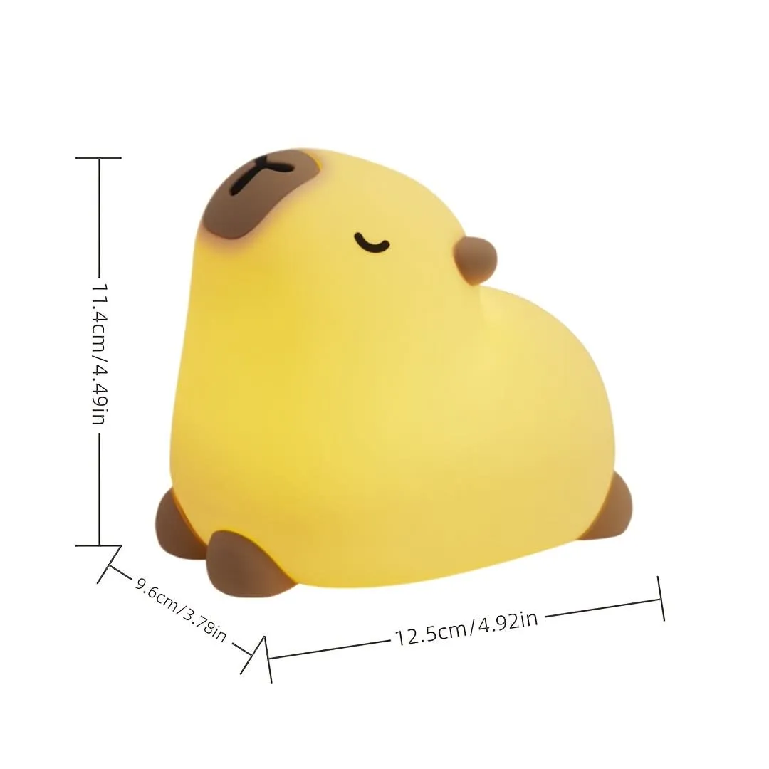 Capybara LED Night Light - USB Rechargeable, 3 Brightness Levels, Auto Shut-Off