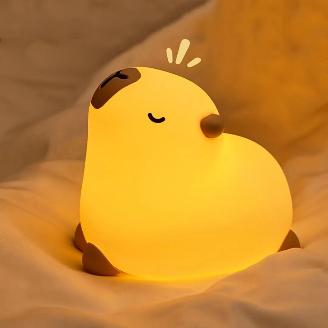 Capybara LED Night Light - USB Rechargeable, 3 Brightness Levels, Auto Shut-Off