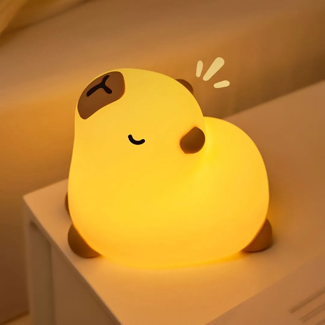 Capybara LED Night Light - USB Rechargeable, 3 Brightness Levels, Auto Shut-Off