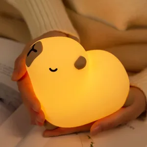 Capybara LED Night Light - USB Rechargeable, 3 Brightness Levels, Auto Shut-Off