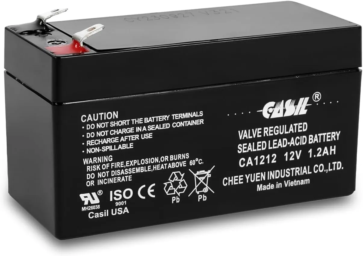 Casil 12V 1.2Ah Replacement Battery Compatible with ADI/Ademco 484 Security System, Technacell TC1212 Emergency Light