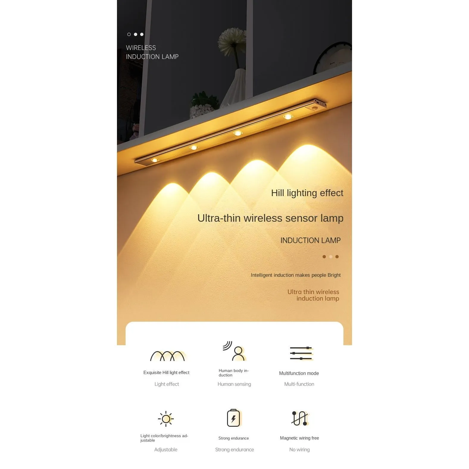Cat Eyes Motion Sensor Light Led Induction Cabinet Light Home Decord Light Ultria Thin LED Hallway Wireless Induction Lamp