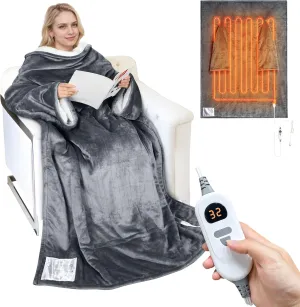 Catalonia Heated Blanket with Sleeves, Electric Snuggle Blanket for Women Men, Wearable Wired Heating Throw Blanket with 5 Heating Levels, Valentine's Day Gift for Her
