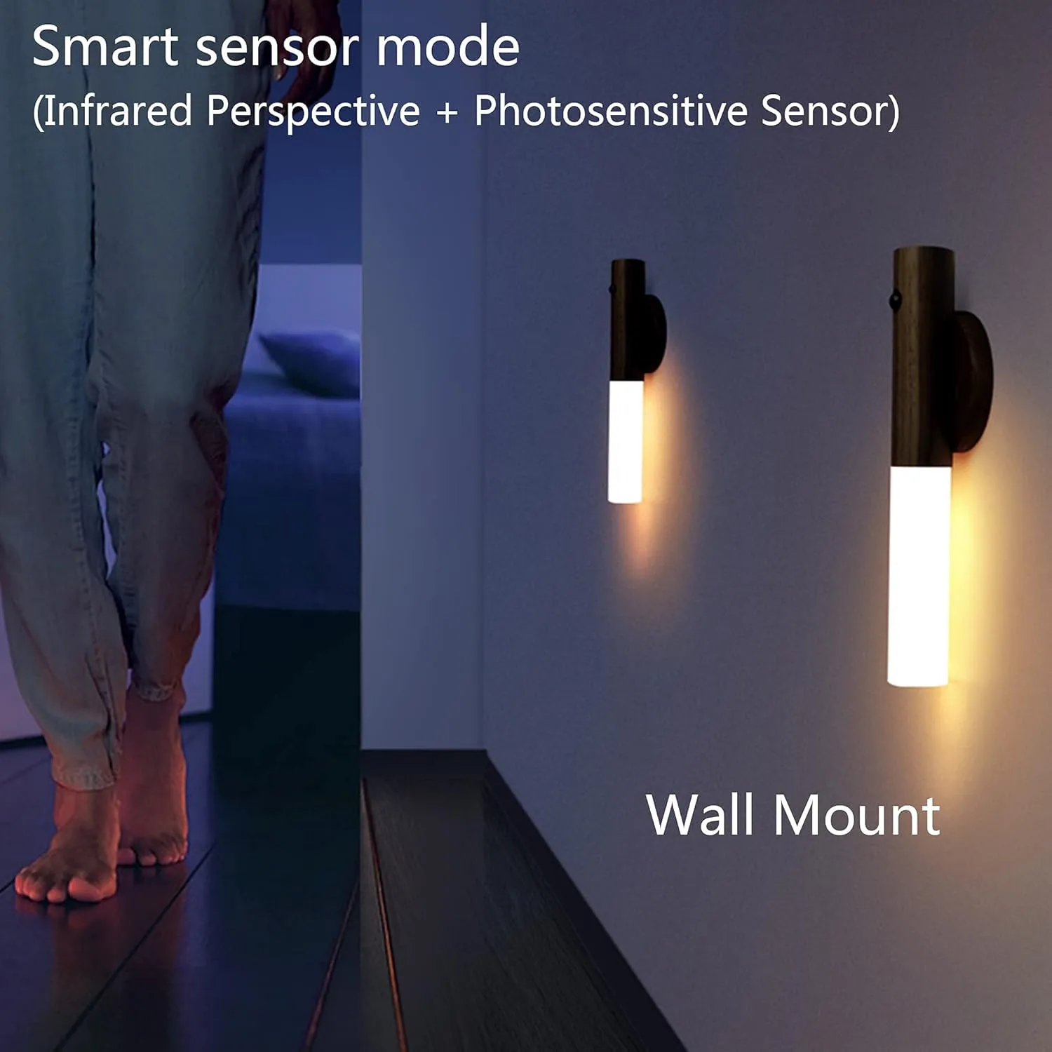 Chilvane Night Light Motion Sensor Light Indoor Led Magnetic Auto Portable No Plug Lamp USB Charge for Wall Hallway Wardrobe Table Stairwell Cabinet Bedroom Kitchen etc
