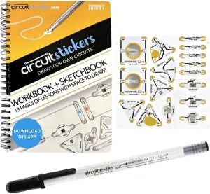 Circuit Scribe Sticker Kit | Circuit Drawing Conductive Ink Pen & 11 Electronic Sticker Modules | Workbook with 27 Lessons | Learning & Education STEM Toy for Ages 8 