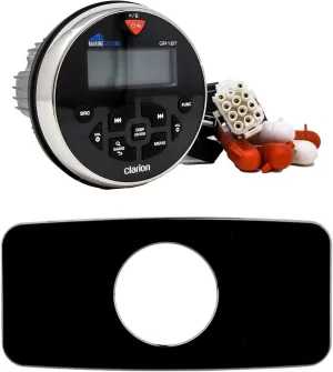Clarion GR1BT Marine USB/MP3/WMA/BT Receiver with Stinger SEADASH3B Black Marine Dash Kit