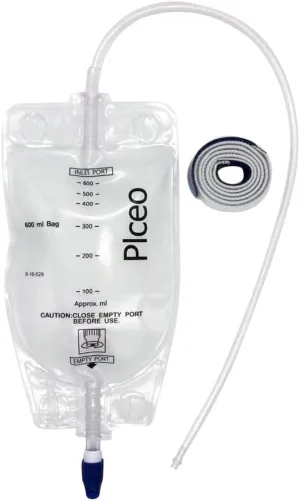 Clear 600mL Urine Drainage Bag with 20" Silicone Tube,Twist Drain Valve,nephrostomy Bag(1)