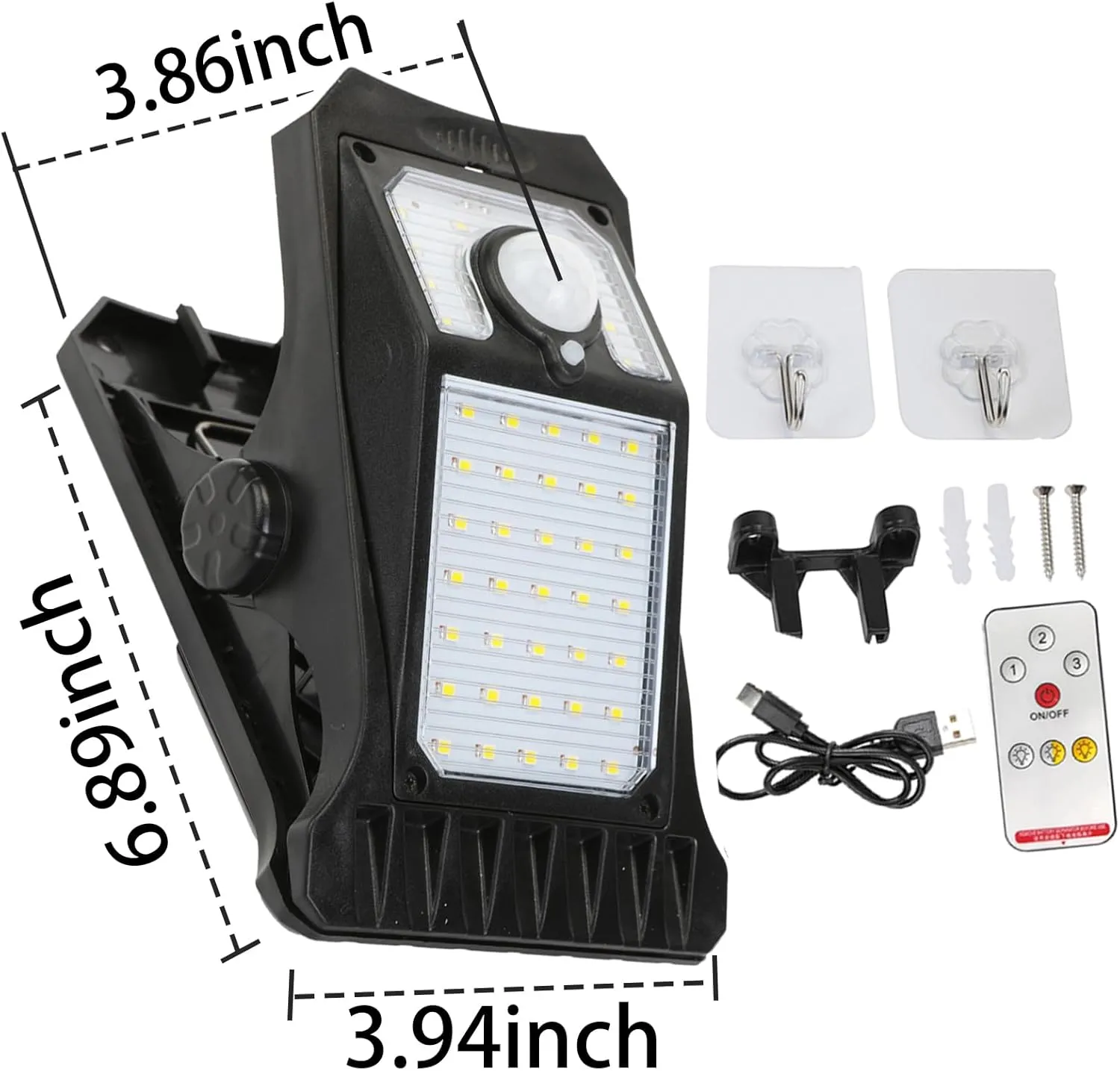 Clip on Solar Lights Outdoor, 3 Light Modes Chain Link Fence Lights Solar Powered Motion Sensor Outdoor Lights for Patio Wall Gutter Camping RV (45LED, 2 Packs)