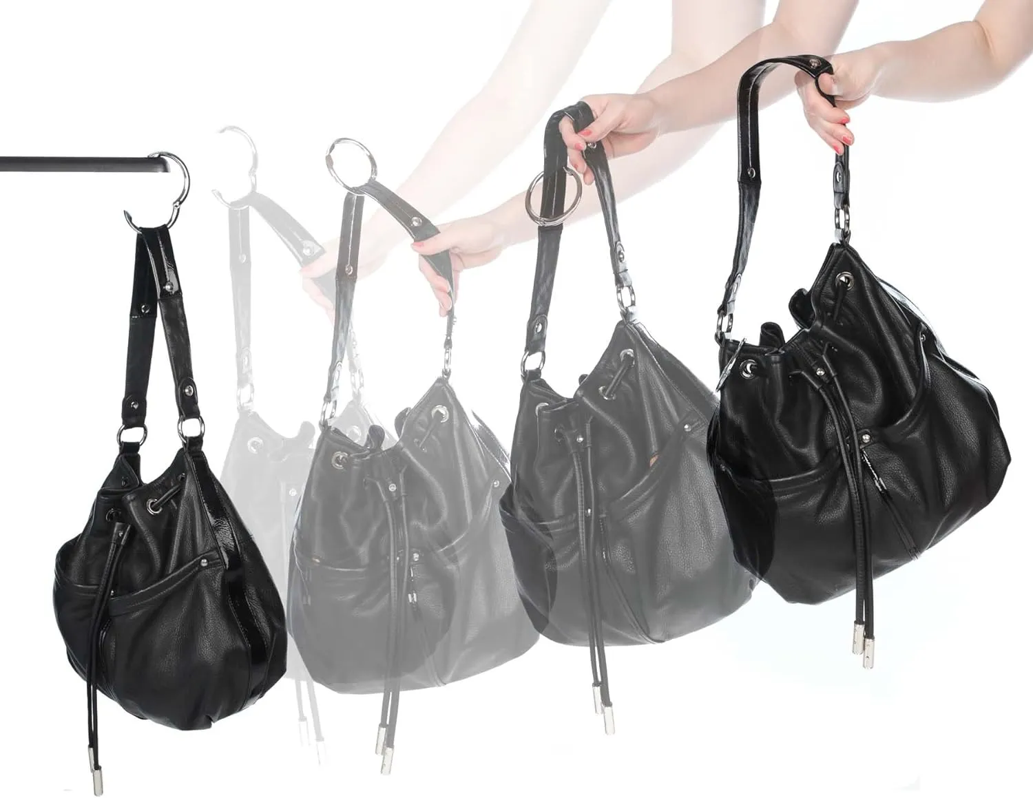 Clipa Bag Hanger - The Ring That Opens Into a Hook, Closes Automatically | Hangs Almost Anywhere in Just 1/2" of Space | Holds 33 lbs Yet Weighs Only 1.6 oz | 8 Styles | 3 yr Warranty
