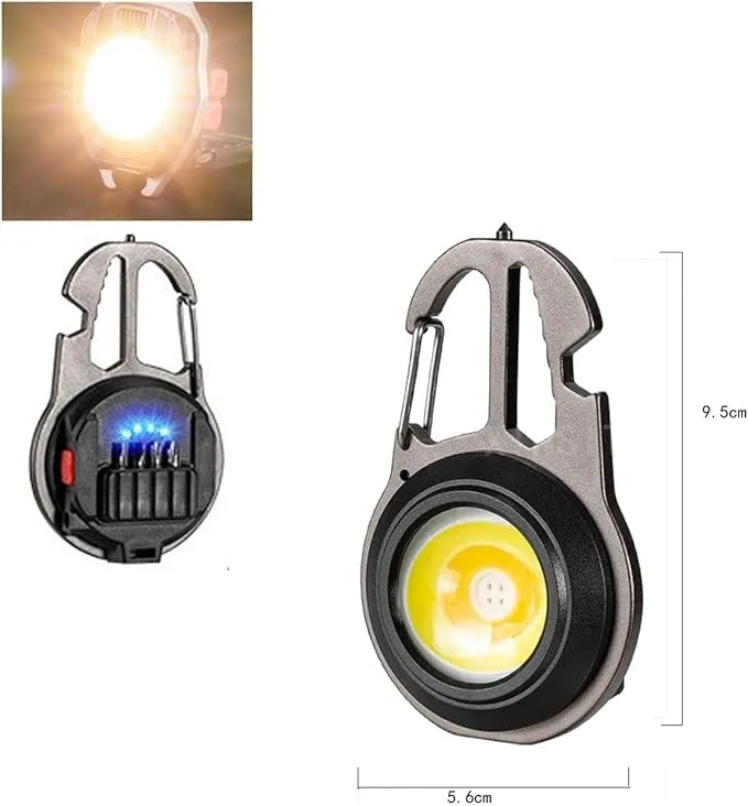 COB Keychain Work Light,COB Keychain Flashlight,Mini Portable Keychain Tools - USB Rechargeable, 800 Lumens,Multifunctional Work Light with Screwdriver- Portable Outdoor Emergency Lighting
