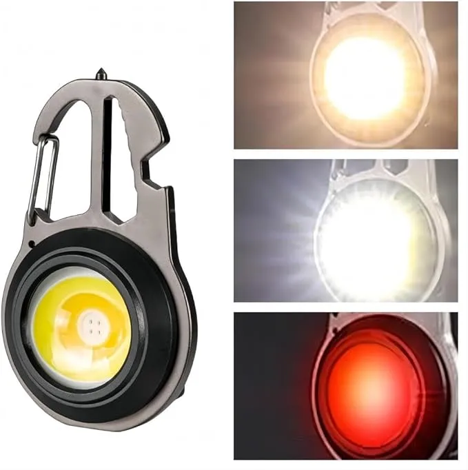 COB Keychain Work Light,COB Keychain Flashlight,Mini Portable Keychain Tools - USB Rechargeable, 800 Lumens,Multifunctional Work Light with Screwdriver- Portable Outdoor Emergency Lighting