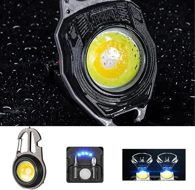 COB Keychain Work Light,COB Keychain Flashlight,Mini Portable Keychain Tools - USB Rechargeable, 800 Lumens,Multifunctional Work Light with Screwdriver- Portable Outdoor Emergency Lighting