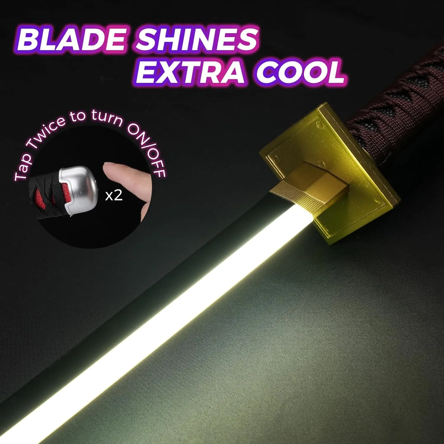Cold Blade Light Up Roronoa Zoro Sword - 40 inches Rechargeable Light Saber Sword, Plastic Anime Replica Katana with Belt & Stand