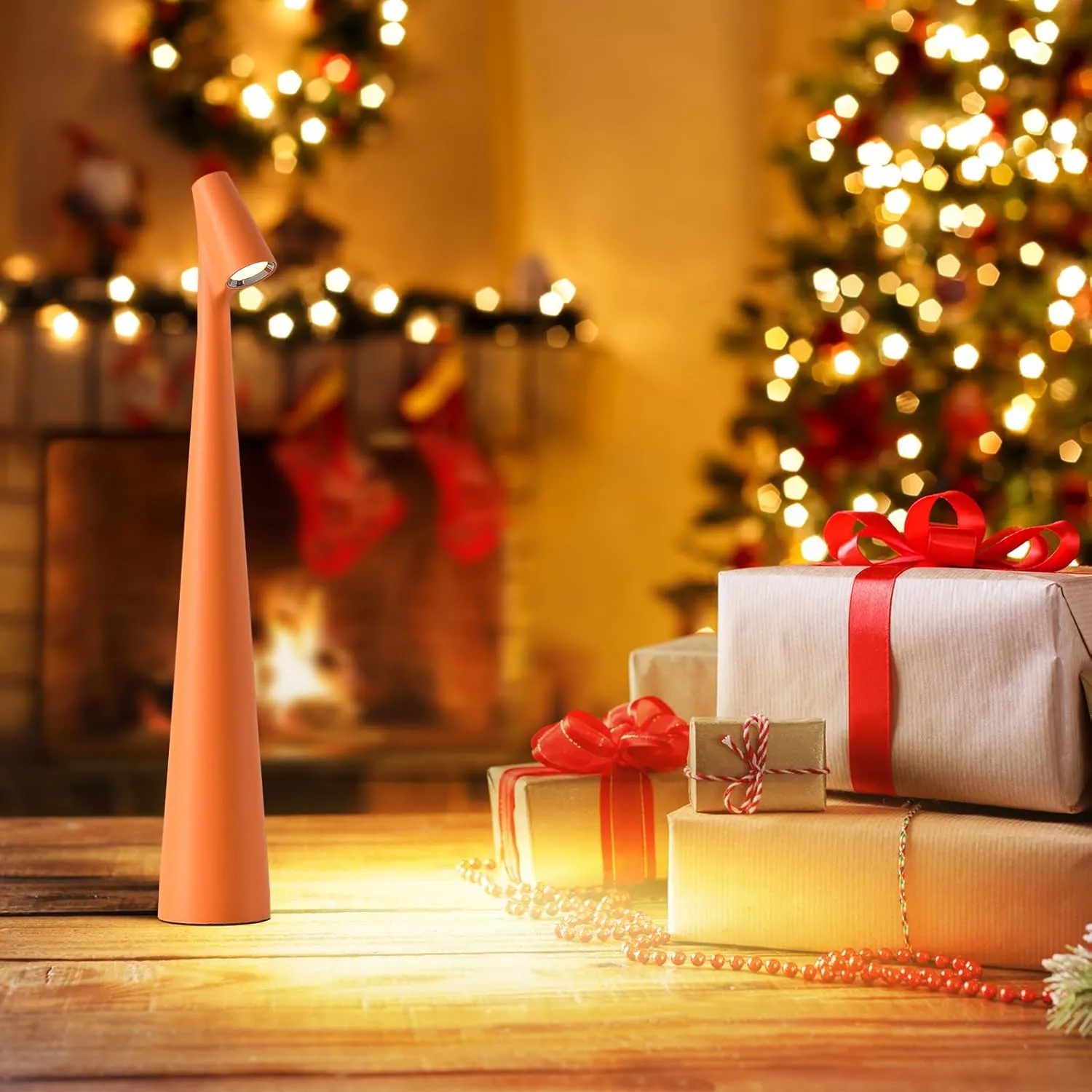 Cordless Small Table Lamps Set of 2,3 Levels Brightness Portable Desk Lamp,Rechargeable Battery Lights for Outdoor, Restaurant, Bedside, Baby Night Light,Gifts(Orange)