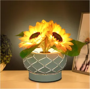 Cordless Sunflowers Table Lamp, Dimmable LED Touch Beside Lamp with Rechargeable Battery Operated, Small Night Light Lamps for Room Home Decor, Birthday Gift for Women Mom