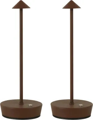 Cordless Table Lamps,LED Rechargeable Desk Lamp,Portable Modern USB Battery Operated Lights,Outdoor Waterproof Touch Dimmable,for Patio,Restaurant,Bar,Camping,Dining Home Set of 2 Brown