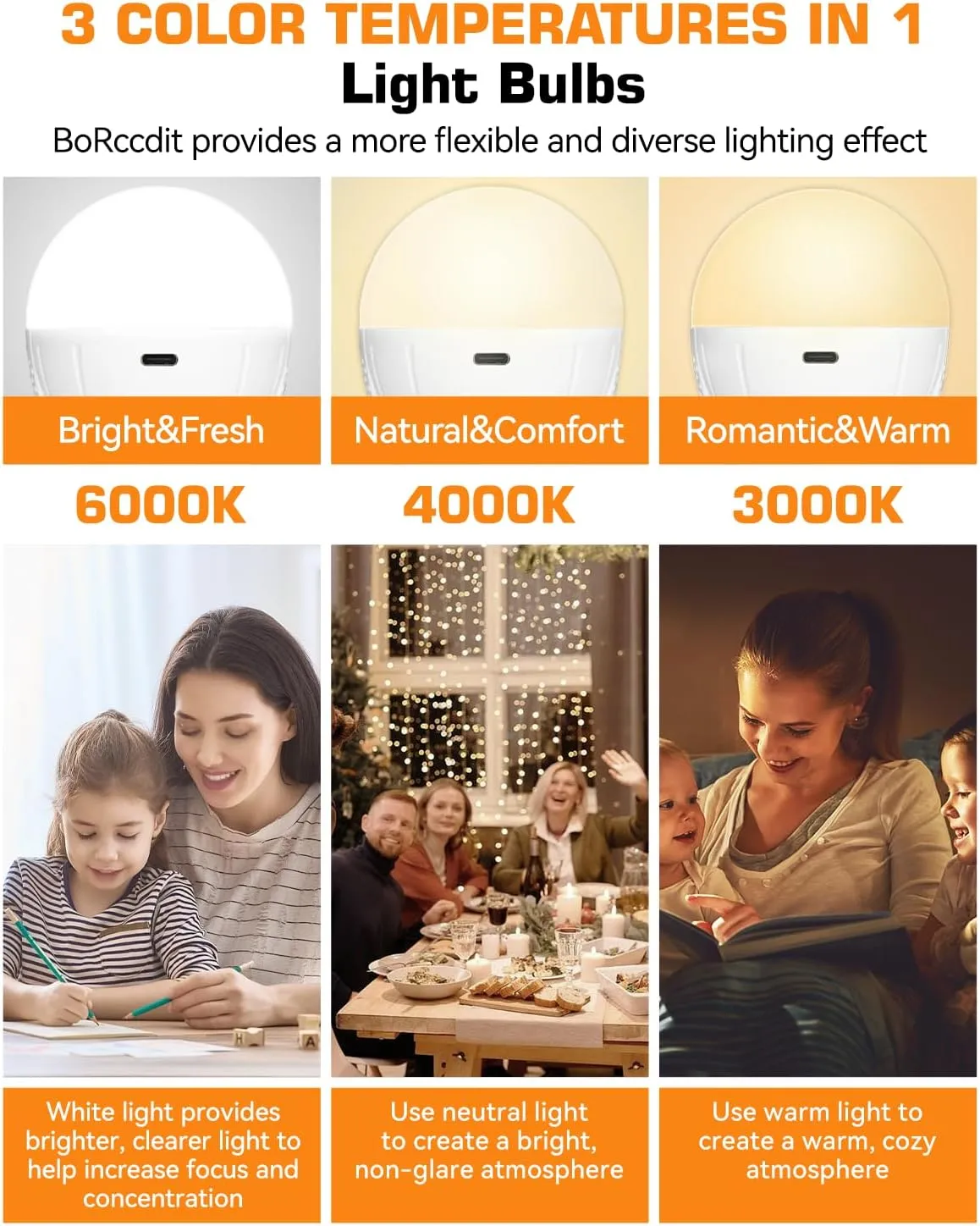 CordlessGlow 15W A19 Rechargeable Light Bulbs with Remote, 3 Color Temperatures   Dimmable Battery Powered Light Bulbs,up to 24 Hours