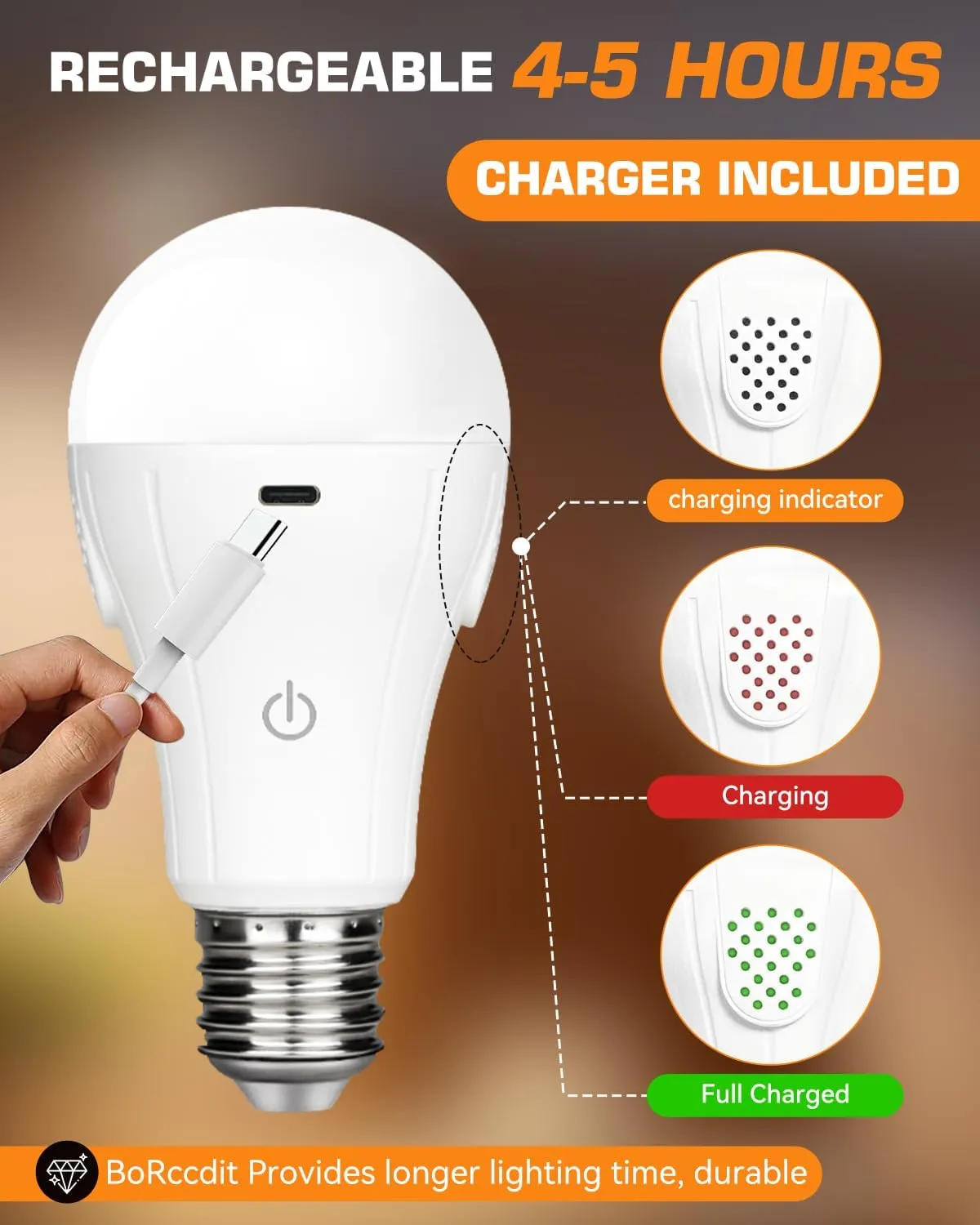 CordlessGlow 15W A19 Rechargeable Light Bulbs with Remote, 3 Color Temperatures   Dimmable Battery Powered Light Bulbs,up to 24 Hours