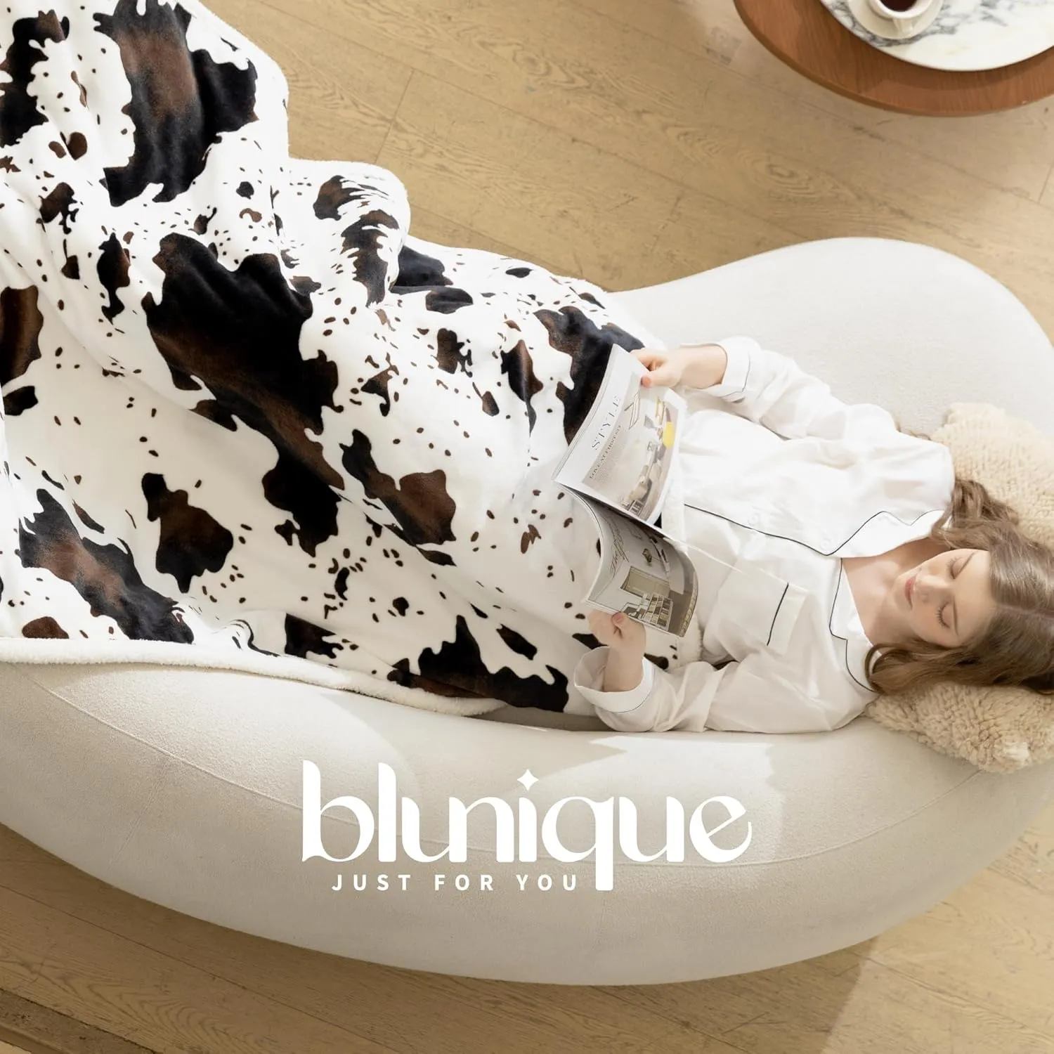 Cow Print Heated Throw Blanket Electric Blanket-Heating Blanket Throw with 5 Heat Levels & 4 Hours Auto-Off, Cozy Soft Fleece Sherpa, Washable, 50 x 60 Inches