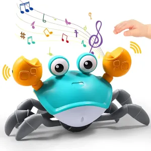 Crawling Crab Baby Tummy Time Toys with LED Light Up USB Rechargeable Dancing Toys for Toddler, 0-6, 6-12, 3  Year Old Boys & Girls