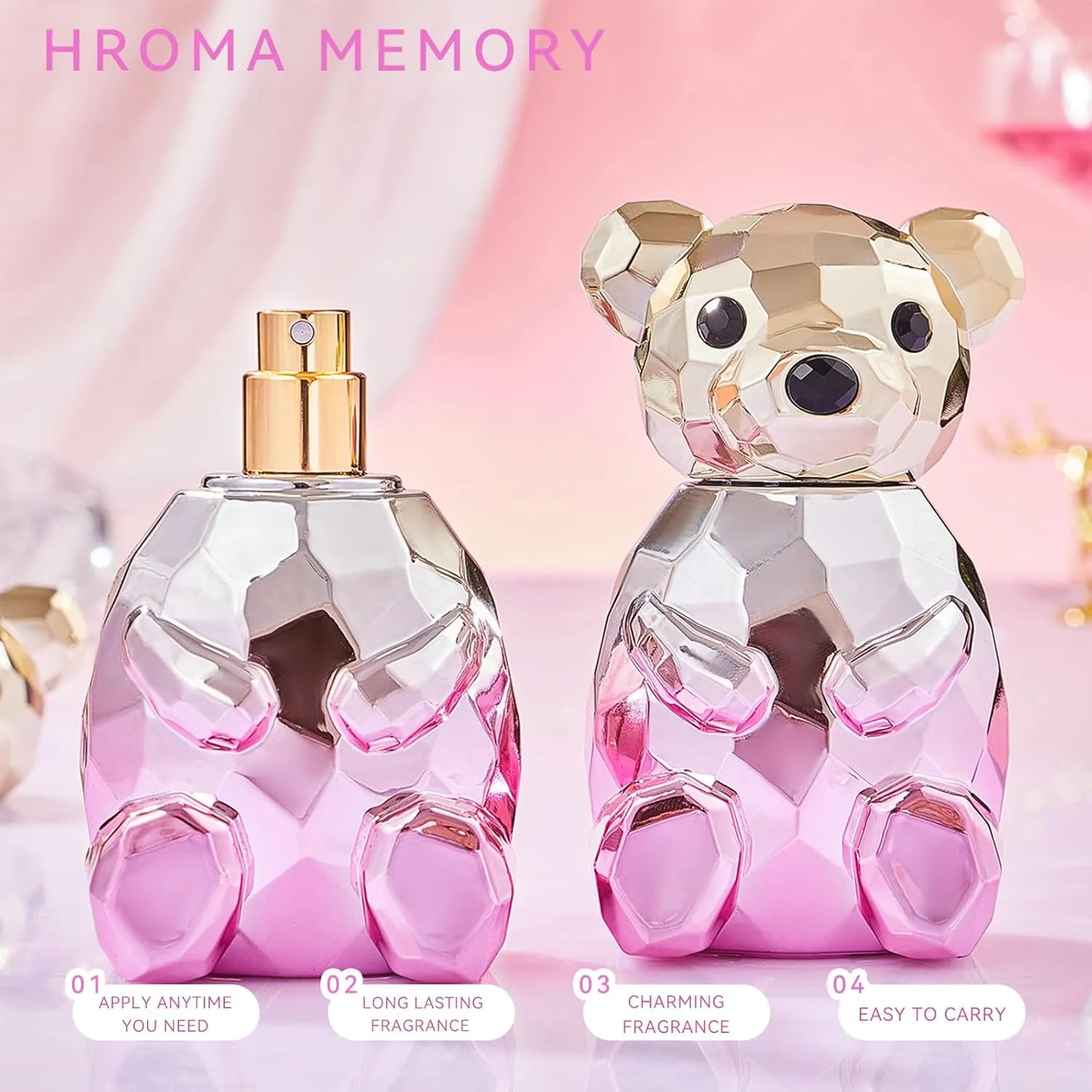 Crystal Bear Eau De Parfum Spray Natural Fragrance Parfum with Gift Box Package Lasting and Charming Personal Perfume for Women and Men 75ML