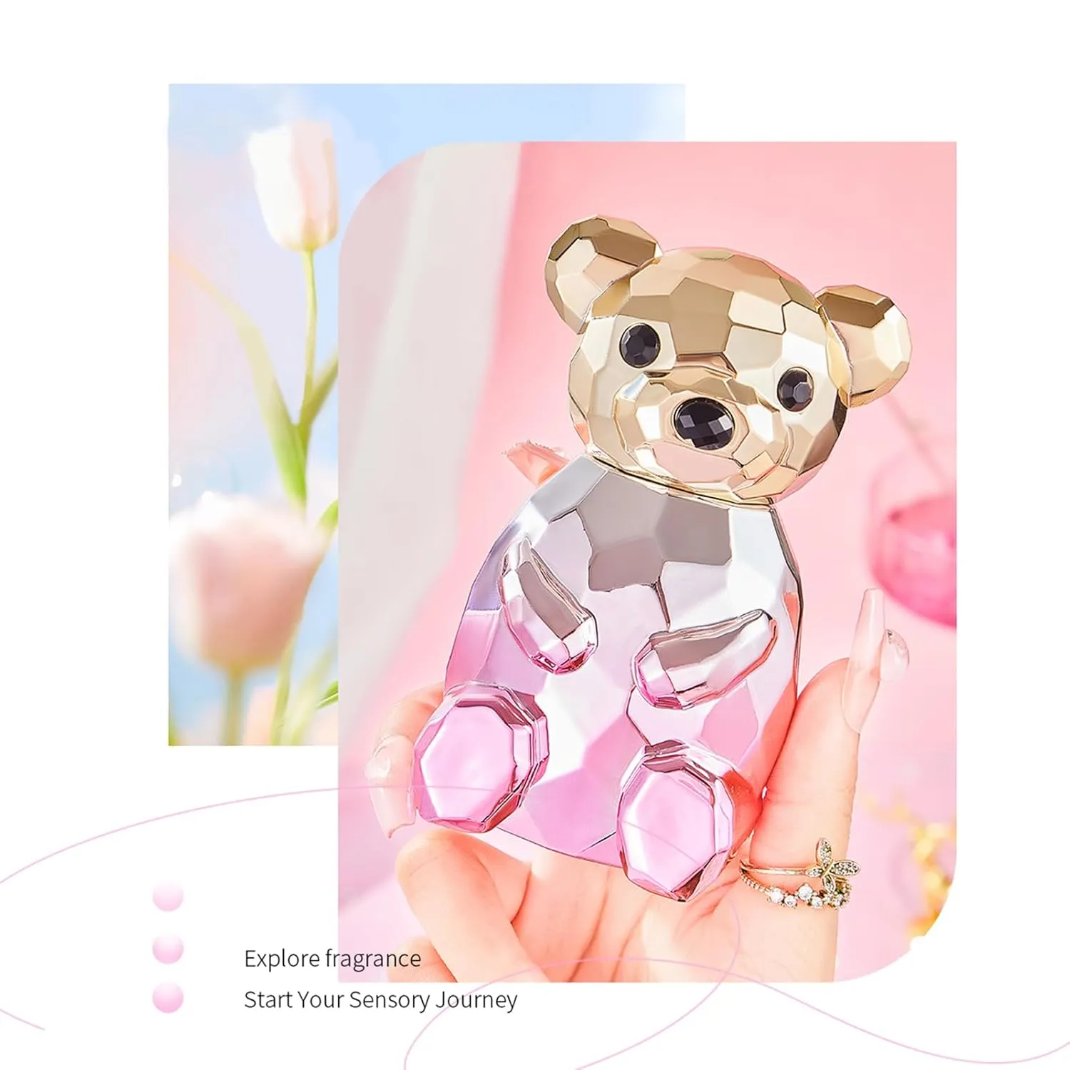 Crystal Bear Eau De Parfum Spray Natural Fragrance Parfum with Gift Box Package Lasting and Charming Personal Perfume for Women and Men 75ML