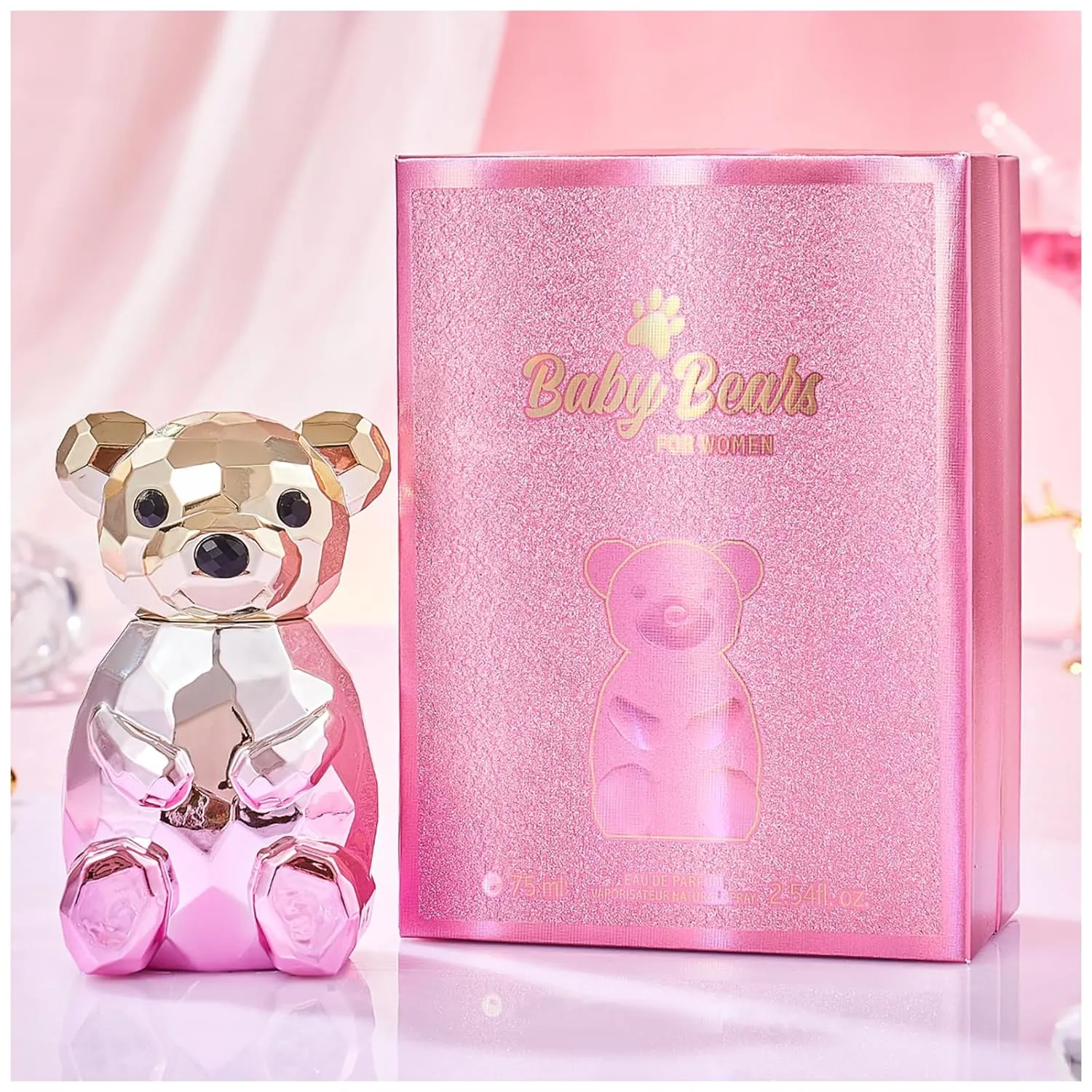 Crystal Bear Eau De Parfum Spray Natural Fragrance Parfum with Gift Box Package Lasting and Charming Personal Perfume for Women and Men 75ML