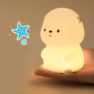 Cute Otter Night Light, Dimmable Nursery Lamps, Super Squishy Silicone Timer USB Rechargeable Touch Control RGB Night Lamp for Kids Adults, Used for Camping Party Room Decor (Otter)