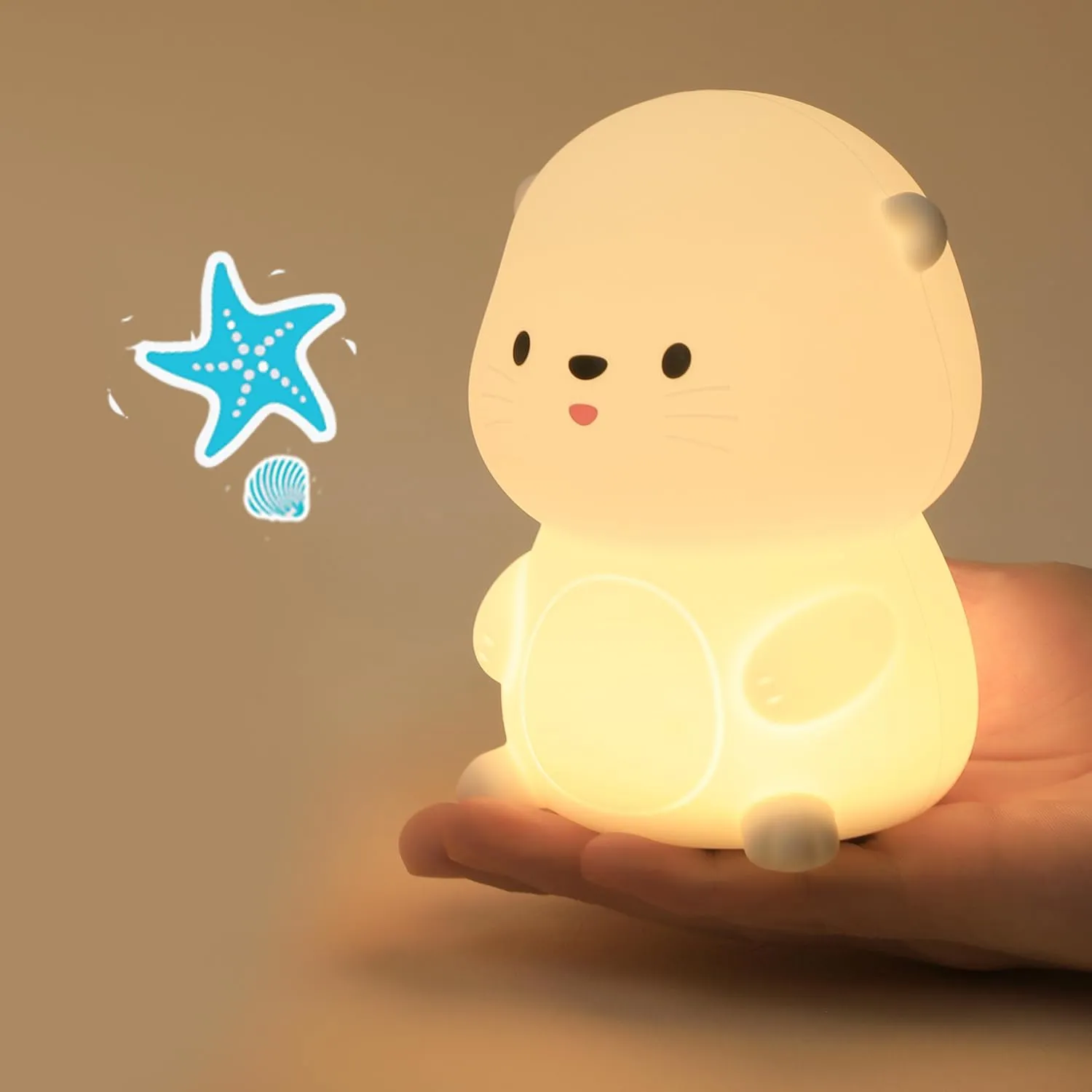 Cute Otter Night Light, Dimmable Nursery Lamps, Super Squishy Silicone Timer USB Rechargeable Touch Control RGB Night Lamp for Kids Adults, Used for Camping Party Room Decor (Otter)