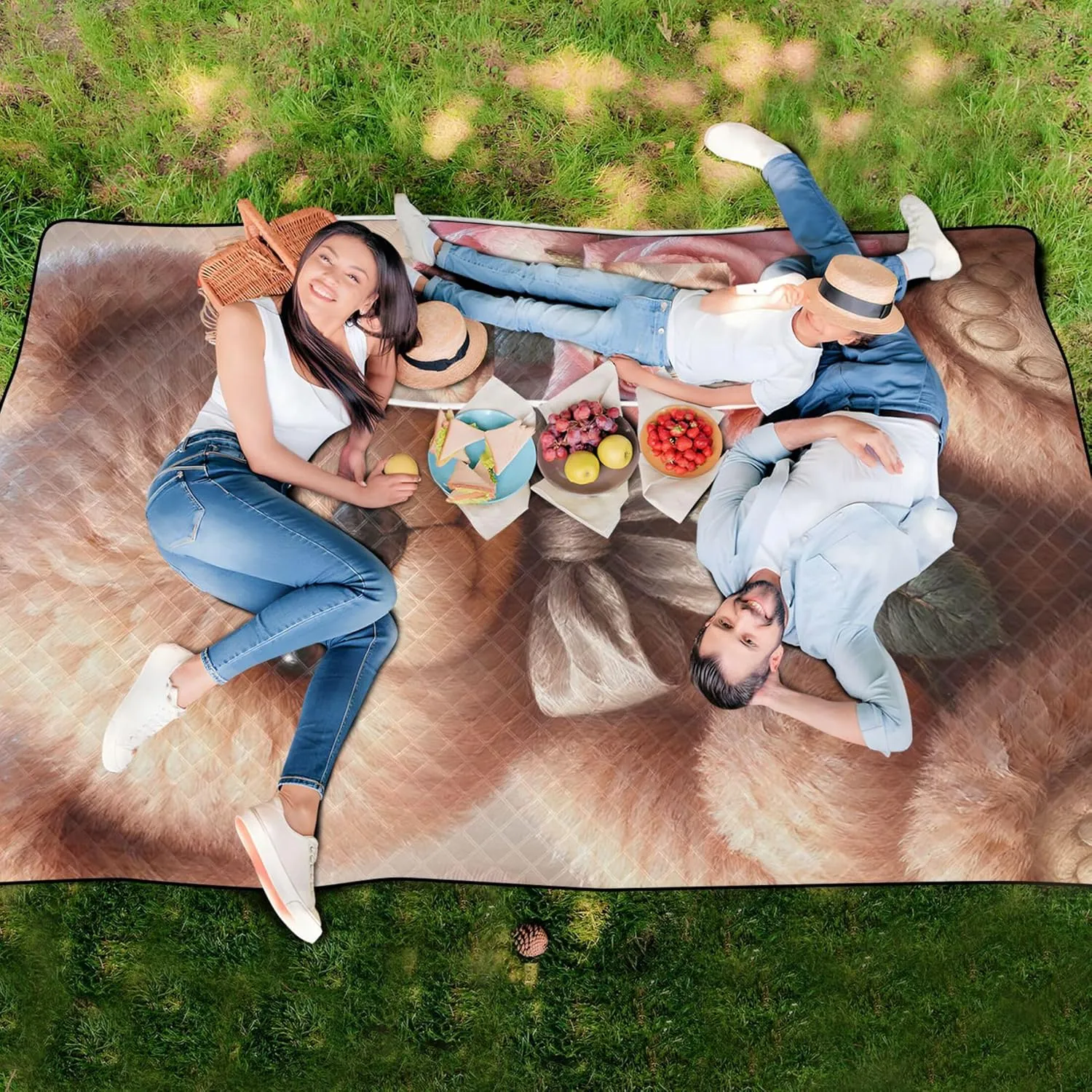 Cute Teddy Bear Rose Waterproof Beach Blanket Sand Proof Picnic Accessories Foldable Floral Tent Rugs for Camping Mat 118" x 80"